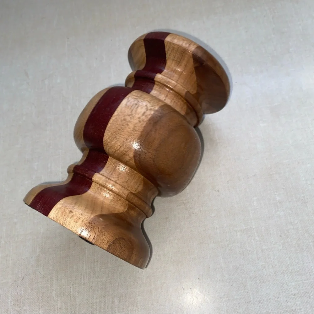 S & T Turnings Vintage Turned Wood Candle‎ Pillar Holder